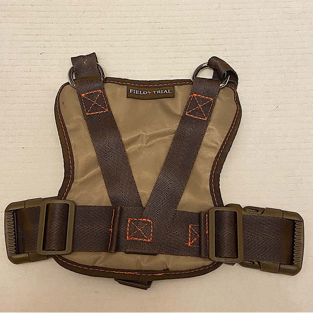 Field Trail Dog Outdoor Tactical Harness In Brown And Orange.